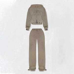 Conjunto Deportivo de Invierno para Hombre, 2 Piezas, Sudadera con Cremallera y Pantalones Deportivos de Algodón, con Logotipo Desgastado - Product Image 6