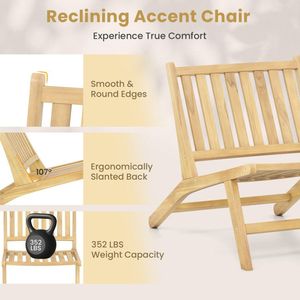 Comoda Sedia Reclinabile da Esterno con Schienale in Legno di Teak, Arredo da Giardino - Product Image 6