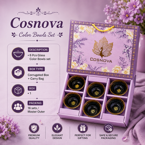 Cosnova Luxury <b>Pink</b> Floral Glass Bowl <b>Gift</b> Set with Rigid Paper Box 6-Piece Homeware Carry Bag & Custom Logo Printing - Product Image 3