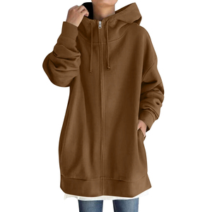 Sudadera con capucha para mujer, nueva, de calidad, con cremallera, deportiva, amplia, ligera, de manga larga, informal. - Product Image 3