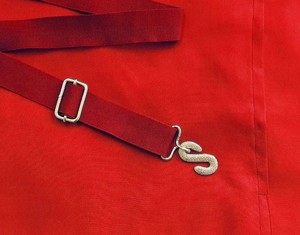 Delantal de alto sacerdote del Capítulo Real, de terciopelo rojo, con flecos y borlas, regalia premium, con bordado a mano dorado. - Product Image 5