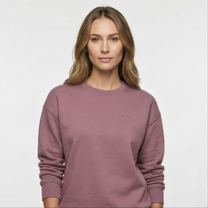 Ropa deportiva de manga larga de otoño para mujer, Sudadera de cuello redondo, jersey con logotipo personalizado sostenible, sudadera de moda de gran tamaño para mujer - Product Image 1