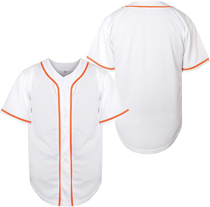Camiseta Deportiva Blanca Tradicional de Béisbol con Botones, Unisex, de Alto Rendimiento, con Rayas Rojas, Ropa Deportiva - Product Image 3