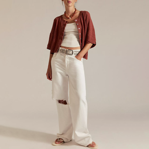 Women 2026 Spring <b>Summer</b> Front Button Waffle Knitted V-Neck <b>Cardigan</b> For Women Oversized Cropped <b>Cardigan</b> - Product Image 3