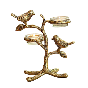 Portavelas Decorativo de Metal con Forma de Árbol y Cristal para Velas de Té, Marca Golden Bird, para Decoración del Hogar - Product Image 1