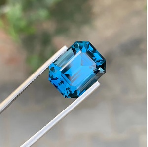 Topacio Azul de Londres Natural, Corte <span class=keywords><strong>Esmeralda</strong></span>, Gema Suelta de Alta Calidad, Topacio Azul de Corte Octogonal para Joyería Fina - Product Image 1