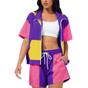 Waterproof <b>Nylon</b> Jacket and Shorts Set For Women Outdoor Wear Custom Logo Print <b>Ladies</b> Windbreaker Shorts Set - Product Image 4