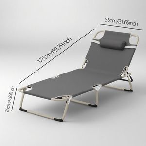 Cama Plegable Portátil Gris, Muebles Cómodos para Acampar al Aire Libre para Adultos, para Siestas y Vacaciones - Product Image 1