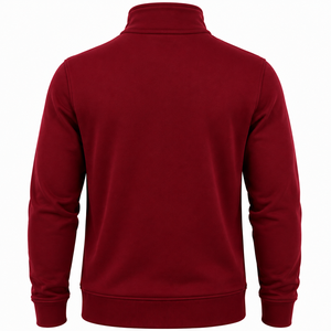 WARPRO INDUSTRY Men's Burgundy <b>Quarter</b> <b>Zip</b> Knit <b>Sweater</b> Regular Fit Stand Collar Long Sleeve Solid Color Winter Wear Back Front - Product Image 4