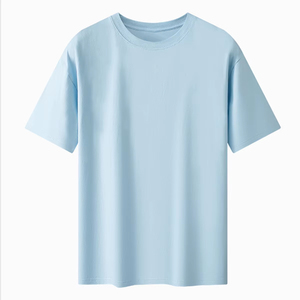 เสื้อยืดคอกลมทรงหลวมโอเวอร์ไซส์ผ้าฝ้าย 100% ระบายอากาศได้ดี สำหรับผู้ชาย สวมใส่สบายในฤดูร้อน ผ้าถักเนื้อนุ่ม ไม่มีลาย - Product Image 6