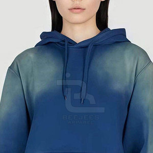 เสื้อฮู้ดดี้แบบแห้งเร็ว ระบายอากาศได้ดี ล้างสีแบบแอซิดวอช พิมพ์โลโก้ตามสั่ง คุณภาพสูง เสื้อฮู้ดดี้ผู้หญิงแบบล้างสีแบบแอซิดวอช - Product Image 4