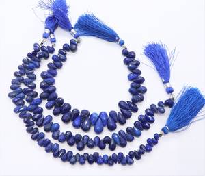 Natural Lapis Lazuli Faceted Teardrop <b>Beads</b> 6x8MM Side Drill Lapis Gemstone Drop <b>Beads</b> 8Inch Strand For Jewelry Making Wholesale - Product Image 1