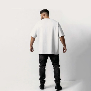 T-shirt 100 % coton super lourd, coupe oversize à épaules tombantes, col ras du cou, coupe carrée, anti-plis, écologique - Product Image 6