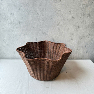 Handmade Dark Brown <b>Rectangle</b> Rattan Scallop <b>Storage</b> <b>Basket</b> for Home Organization Eco-friendly Organizer - Product Image 6