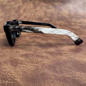 Black Buffalo Horn Polished Eco-Friendly <b>Sunglasses</b> Brown Lenses Handmade Natural Crafts Eye Shape Blue Light Blocking Premium - Product Image 4