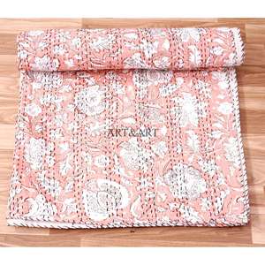 Nouvelle couette florale Kantha, couverture Kantha indienne, couvre-lit Queen, couvre-lit Kantha fait main pour la maison, couette bohème - Product Image 5