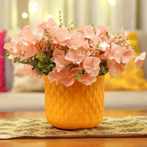 Maceta Metálica de Interior con Textura de Piña, Moderna, para Sala de Estar, Balcón u Oficina, Color Amarillo Mango - Product Image 4