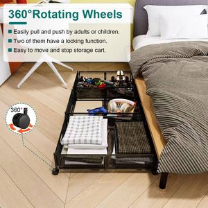2 Pack Foldable Rolling <b>Storage</b> Bin Under Bed <b>Storage</b> Container with Cart Wheels for <b>Clothes</b> & Shoes for Bedroom & Study - Product Image 5