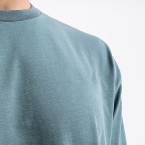 T-shirt pour homme en coton tricoté de qualité supérieure, couleur turquoise, coupe ample, manches courtes, écologique, léger, avec logo personnalisé, Marfa International - Product Image 5