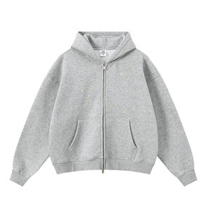 Sweat à capuche vintage pour homme, 100 % coton épais, streetwear, coupe oversize, avec fermeture éclair double sens, épaules tombantes, vierge - Product Image 6