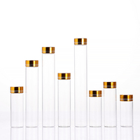 Flacons en verre transparent à col vissé de 30 mm avec bouchon en aluminium doré, argenté ou noir et couvercle en bambou pour bonbons, sels de bain, cigares et stockage