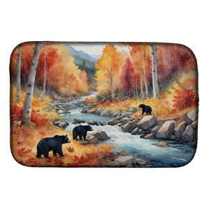 แผ่นรองจานลายหมีไม้สำหรับฤดูใบไม้ร่วง14X21 "แผ่นรองจานแบบซับน้ำเคาน์เตอร์ห้องครัวหลากสี - Product Image 1