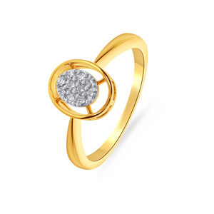 Anillo de Diamantes Elíptico con Brillo, Anillo de Compromiso Clásico de Oro Amarillo con Diamante de Corte Brillante Redondo, Joyería para Mujer con Diamante Cultivado en Laboratorio - Product Image 1