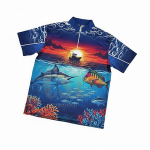 เสื้อโปโลตกปลาแบบยูนิเซ็กซ์สั่งทำพิเศษ ผ้าโพลีเอสเตอร์ 100% พิมพ์ลายแบบซับลิเมชั่นเต็มตัว เสื้อยืดโปโลตกปลาแบบแห้งเร็วสำหรับเล่นกีฬา สั่งพิมพ์ลายได้ - Product Image 1