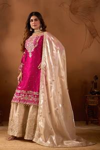 Ensemble palazzo en soie brodée ethnique moderne, best-seller, avec dupatta de créateur pour les occasions festives, disponible au meilleur prix - Product Image 6
