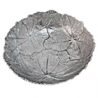 Élégant plateau décoratif en métal argenté en forme de feuille, fait main, pour centre de table, mariage, célébration, décoration d'hôtellerie