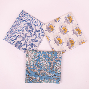 Écharpe carrée en coton de style bohème, motif floral imprimé à la main, masque facial réutilisable, respectueux de la peau, ethnique - Product Image 5