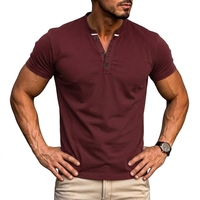 T-shirt Henley Premium pour Homme – Logo Avant, Coton Doux, Col en V, Manches Courtes, Coupe Droite, Polaire, Écologique, Moderne, Quotidien