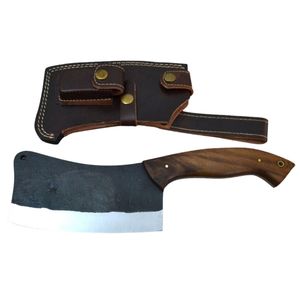 Couteaux à découper de qualité supérieure, robustes, avec lame en acier forgé, manche en bois durable et étui de protection en cuir pour la viande - Product Image 1