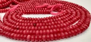 Perles de chalcédoine naturelle de framboise, rondelles lisses, 8 mm, vendues par brin de 8 pouces de long - Product Image 2