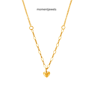 Collier avec pendentif en forme de cœur en acier inoxydable plaqué or, chaîne à maillons, mini charme en forme de cœur, bijoux pour femmes, cadeau - Product Image 1