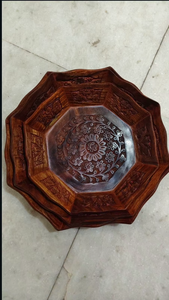 Tazón de Madera Tallado a Mano con Diseño Floral, Plato Multiusos para Frutas Secas y Bocadillos, Decoración Rústica para el Hogar, Juego de Regalo - Product Image 2