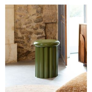 Table d'appoint de luxe en travertin et fer, table d'appoint contemporaine en métal jaune moutarde pour projet de designer, table d'appoint artisanale en gros - Product Image 5