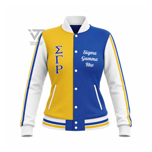 Blouson universitaire pour femmes Sigma Gamma Rho grec, personnalisé et brodé, style Letterman, colorblock, type bomber, vente en gros - Product Image 1