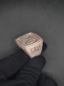 Rose Gold Initial Moissanite <b>Ring</b> <b>925</b> Sterling <b>Silver</b> Iced Out Hip Hop Jewellery VVS Diamond <b>Ring</b> - Product Image 5