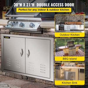 30W X 21H pollici doppia porta con prese d'aria in acciaio inox porte da cucina all'aperto per BBQ isola porta di accesso di stoccaggio per BBQ isola - Product Image 2