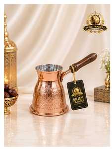 Traditional Brass Turkish <b>Coffee</b> Pot Cezve Briki with Wooden Handle Stovetop Milk <b>Warmer</b> Hot Beverage Maker - Product Image 4