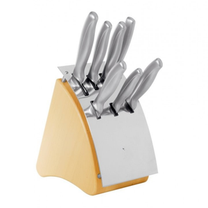 Juego de Cuchillos de Cocina Profesionales de 7 Piezas con Bloque de Madera, Mangos de Acero Inoxidable y Varilla de Afilado para Cortar Verduras y Carne - Product Image 3
