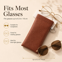 Étui à lunettes en cuir PU souple avec chiffon de nettoyage, étui à lunettes portable anti-rayures avec porte-clés pour les voyages et l'usage quotidien