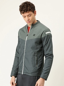 Blouson de sport pour homme à blocs de couleur, col montant, fermeture éclair frontale, coupe-vent, style sportif, pour l'automne, coupe régulière, mélange polyester-coton - Product Image 4