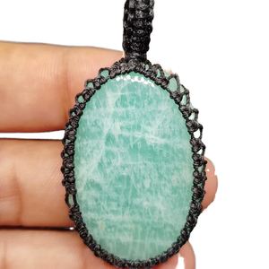 Collar con Colgante de Macramé de Amazonita Natural Más Vendido, Hecho a Mano, Estilo Bohemio para Mujer - Product Image 1