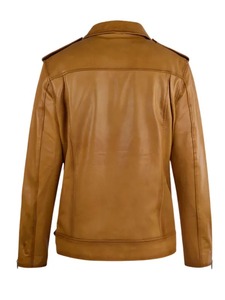 Rutland Brown Winter Streetwear Solid Shearing Leather Motorcycle <b>Jacket</b>-Windproof & Eco-Friendly - Product Image 2