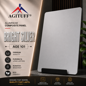 BRIGHT SILVER- AGE 101 Lámina de Aluminio Compuesto Premium ACP para Revestimiento de Paredes Exteriores, Ignífuga, Ligera, Antiestática - Product Image 1