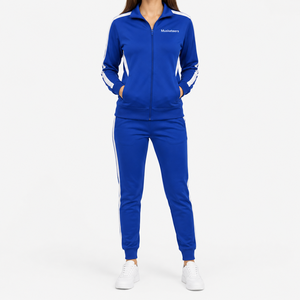 Conjunto Deportivo de Algodón Vintage con Logotipo Personalizado y Bordado de Encaje para Mujer, con Ribete, Cierre de Cremallera, 2 Piezas, para Invierno - Product Image 1