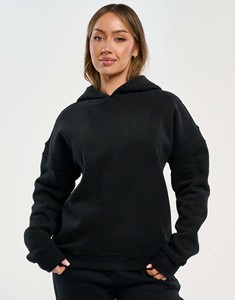 Women Black Hooded Tracksuit Full Sleeve Solid Color Casual Sweatshirt And <b>Pants</b> Set With Side Pockets Breathable Autumn Wear - Product Image 5