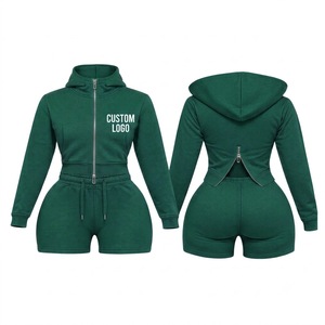 Combinaison longue à capuche noire pour femme, fermeture éclair bleue, coupe ajustée, style décontracté, toutes saisons, polyester/coton, séchage rapide - Product Image 3